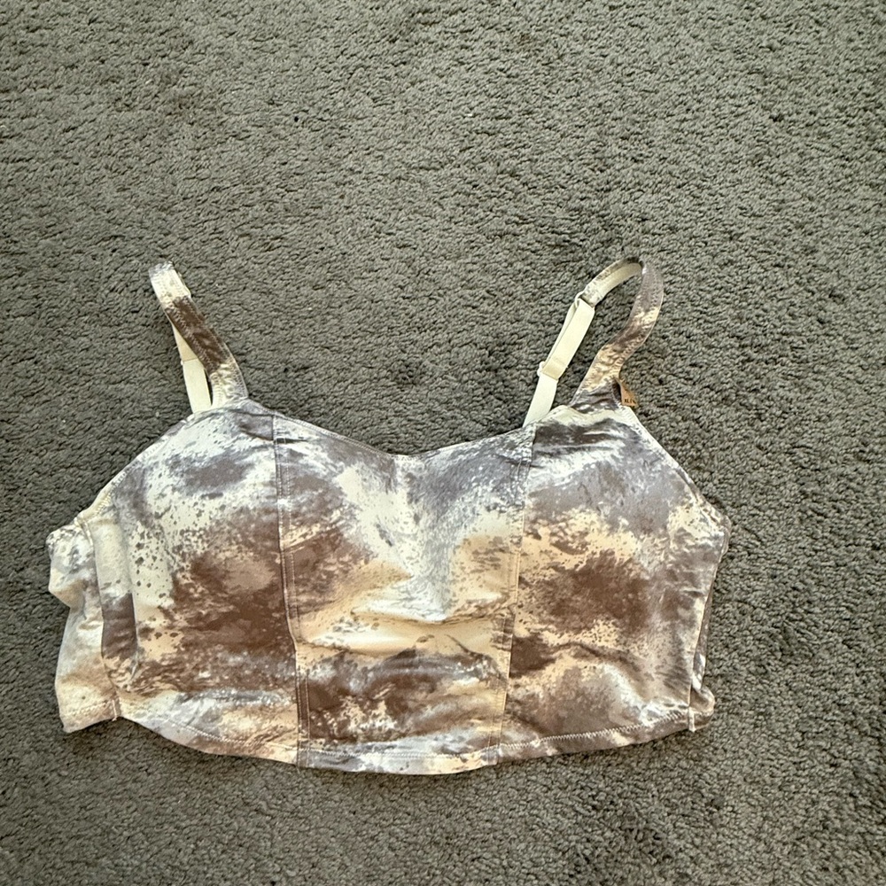 VS PINK Satin-Look Bralette Top in Taupe and Cream